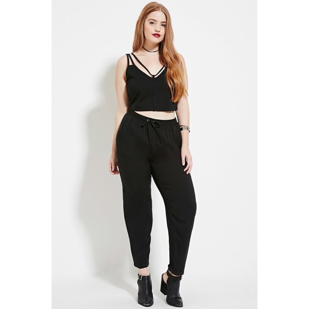 Black satin type joggers